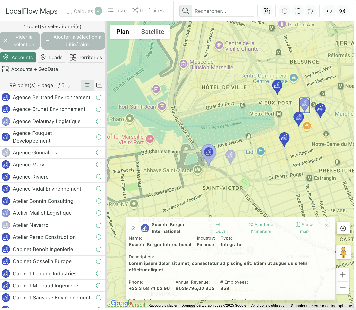 Gestion des données métiers dans LocalFlow Maps
