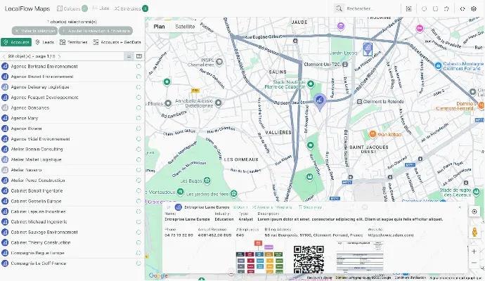 Gestion des données métiers dans LocalFlow Maps