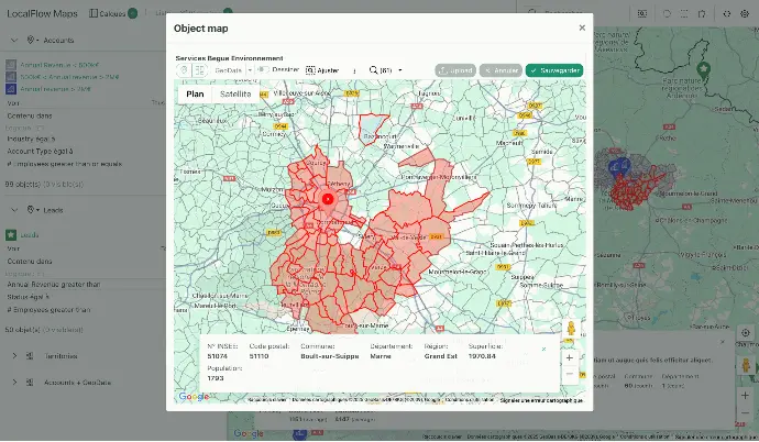 Gestion des territoires dans LocalFlow Maps